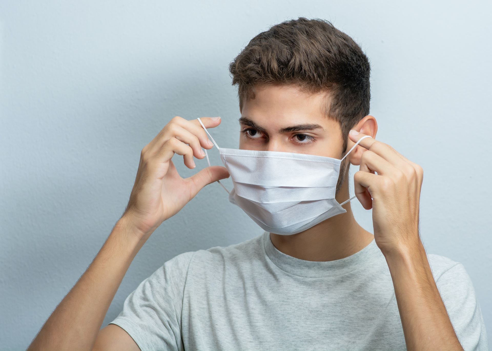 a man in a face mask